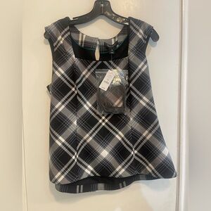 Black and White Plaid Sleeveless Top